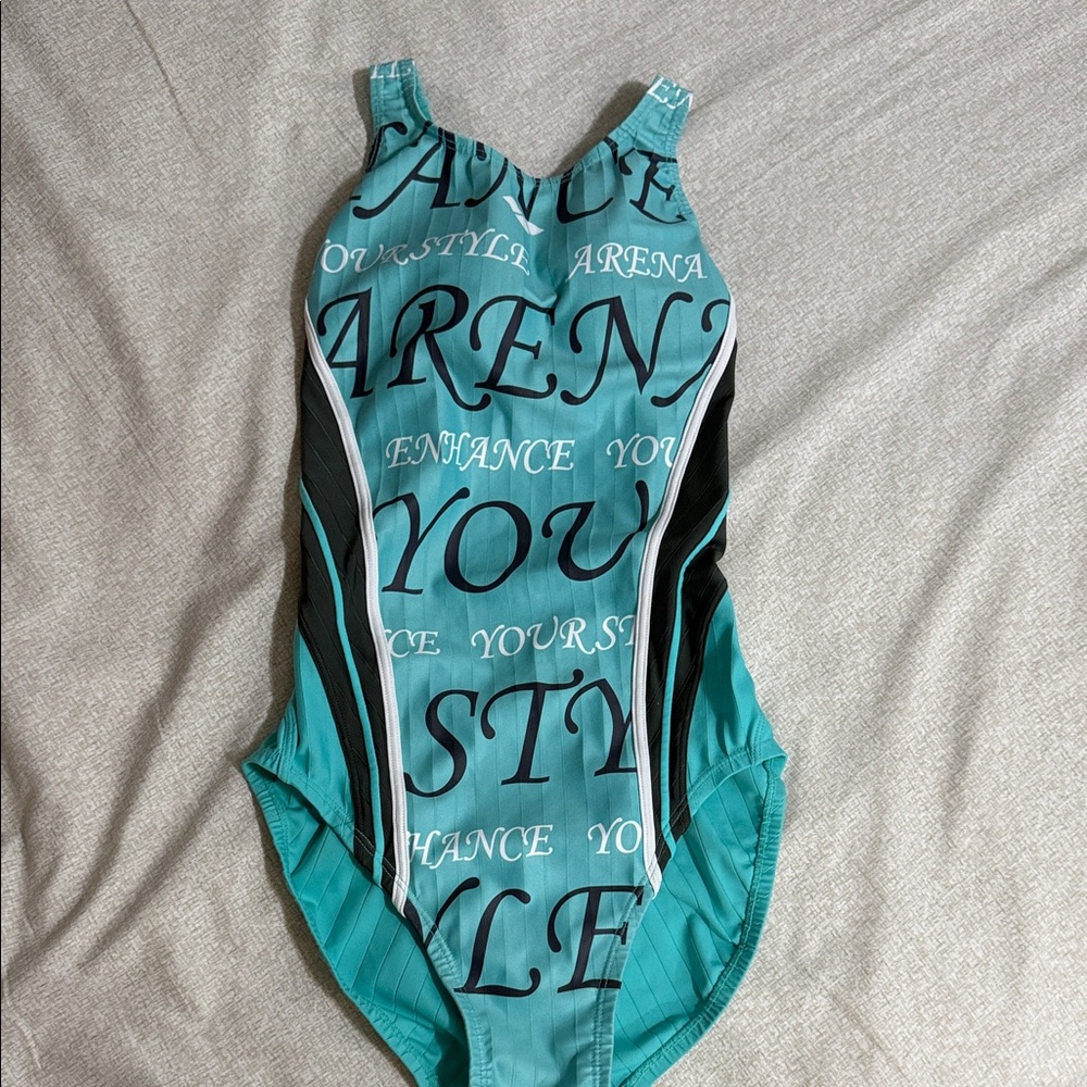 🔥2 for $5🔥arena Women's Aqua Graphic One-Piece Swimsuit